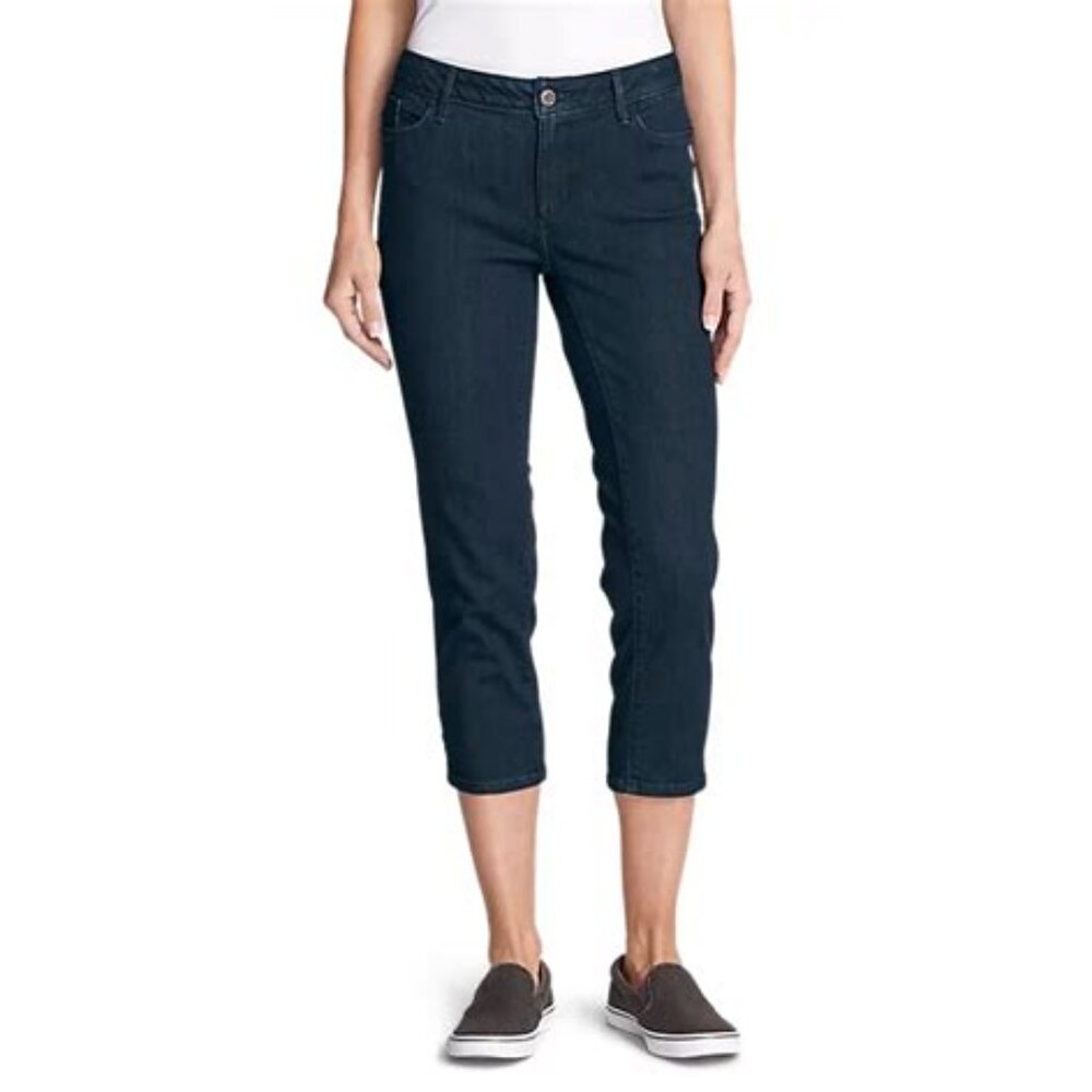 NWOT Eddie Bauer Curvy Crop Mid-rise Jeans, Dark Wash, Size 2